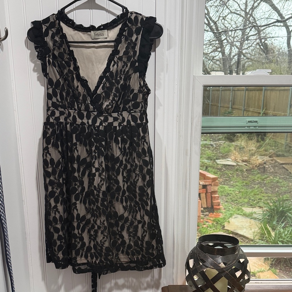 Black Lace Dress with Floral Pattern